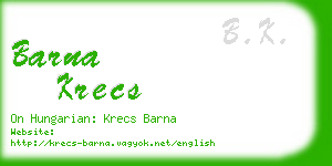barna krecs business card